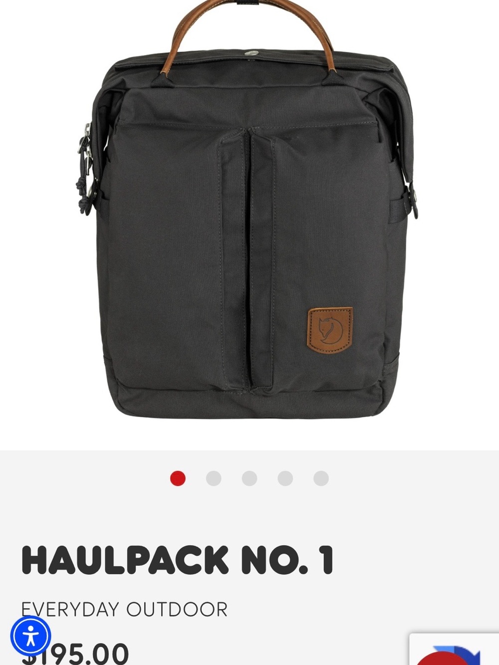 FjallRaven Haulpack No. 1 Backpack - Dark Grey with Brown Trim